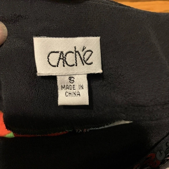 Cache mod print semi sheer silk dress sz small - Picture 7 of 8